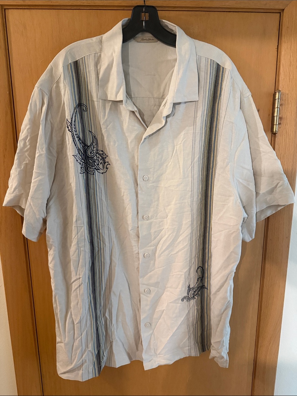 Tommy Bahama Men's Paradise Collection Stripe Paisley Button Front Shirt XXL